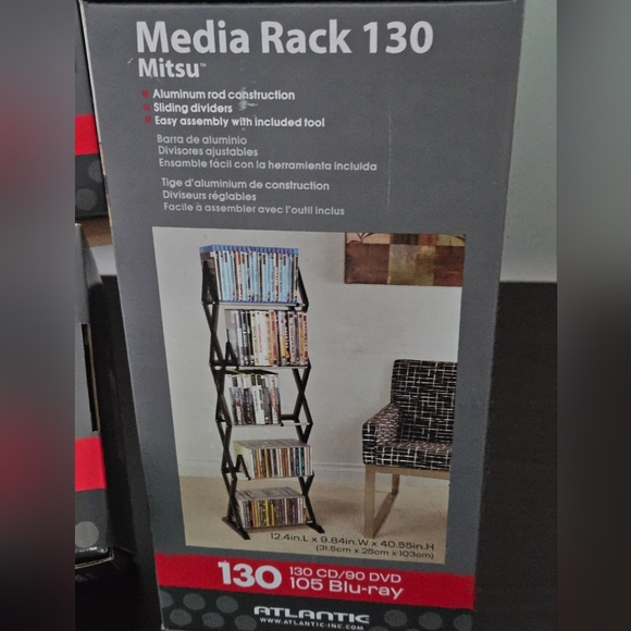 2 Atlantic Mitsu Media Storage Rack - Picture 4 of 4